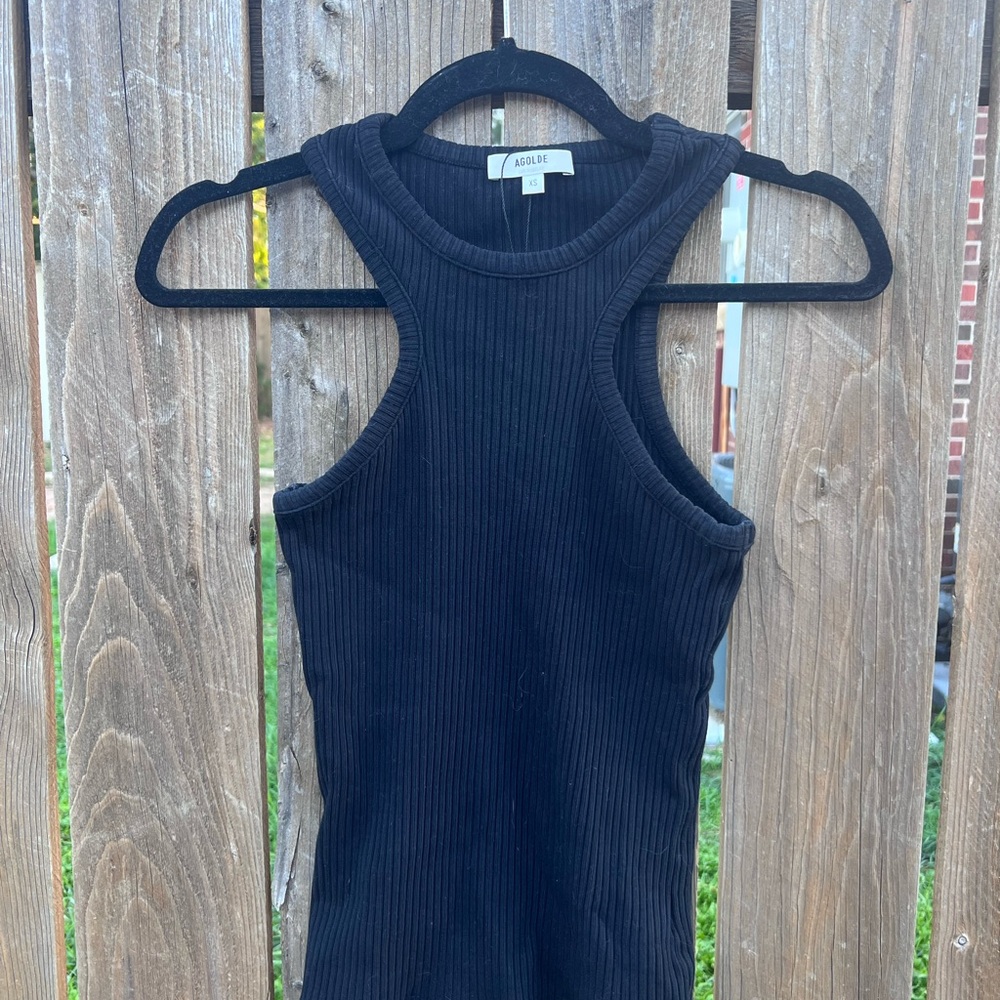 Agolde Black Ribbed Tank Top